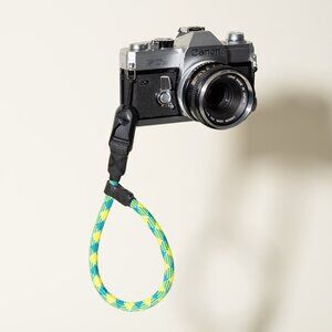 Green/Yellow Adjustable Camera Wrist Strap / 9.5mm Thick & Peak Design Anchor